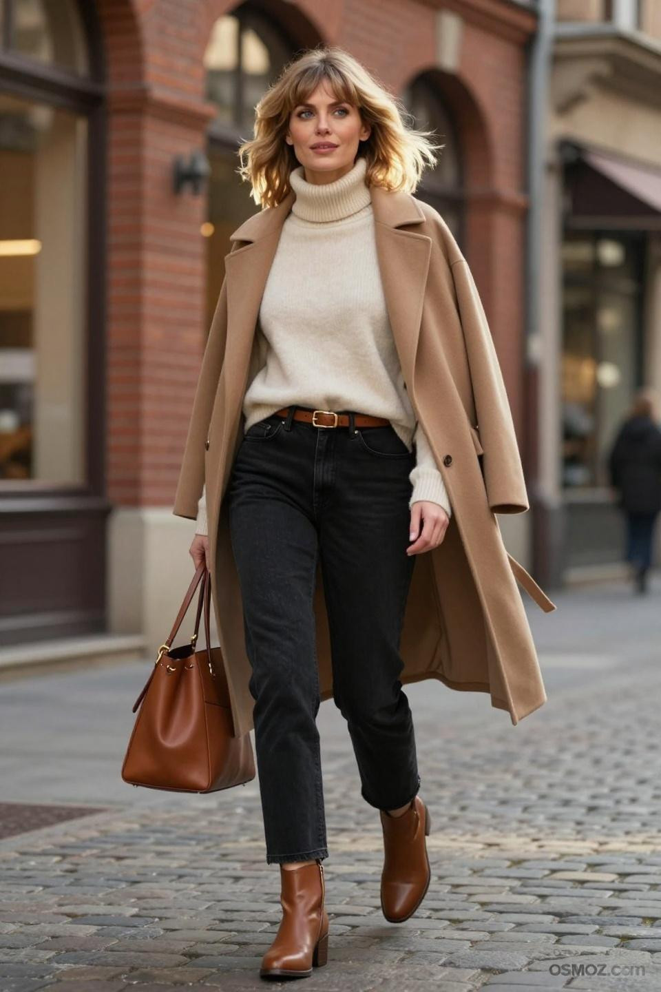 Fits With Black Jeans showcasing straight-leg silhouette with cream sweater