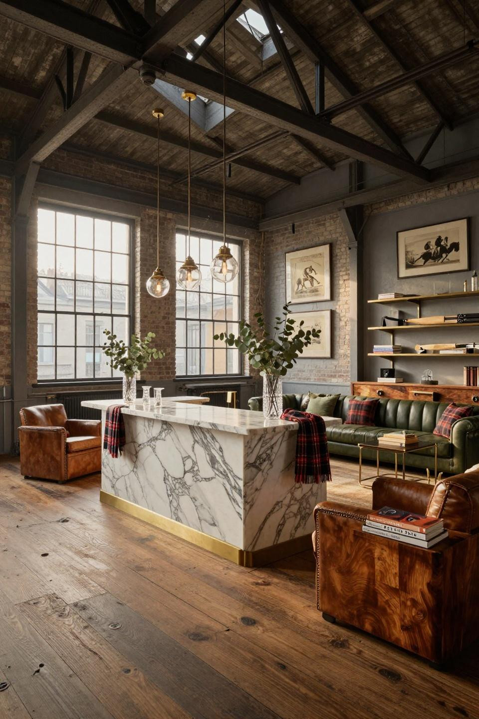 Teen loft hangout with Calacatta marble bar and Christian Liaigre chairs