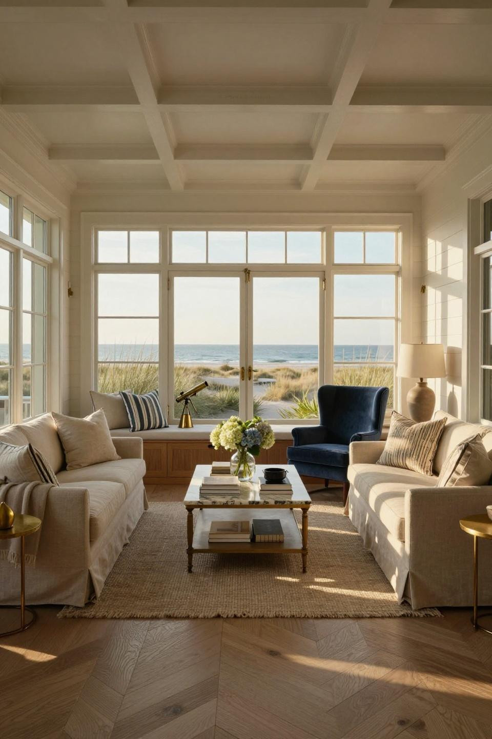 Enclosed sunroom ideas with custom bronze screens and Atlantic Ocean views