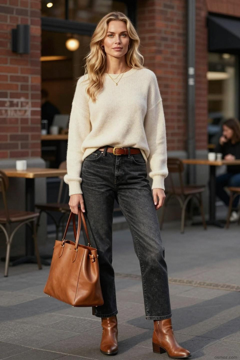 Black Jeans Outfit Ideas showcasing vintage-wash jeans with cream cashmere