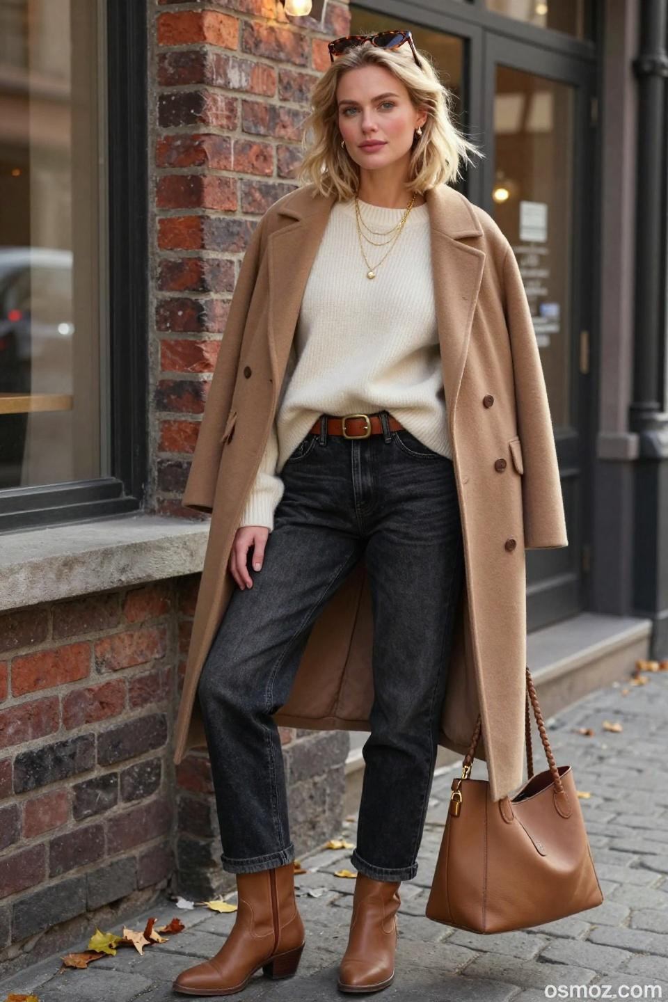 How To Style Black Jeans Casual with vintage-wash denim and cream sweater