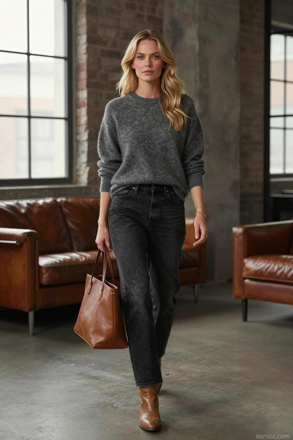 Washed Out Black Jeans Outfits featuring charcoal jeans with cashmere sweater