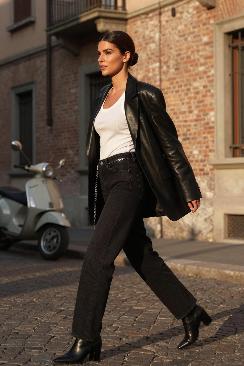 Baggy Low Rise Jeans Outfit with oversized blazer