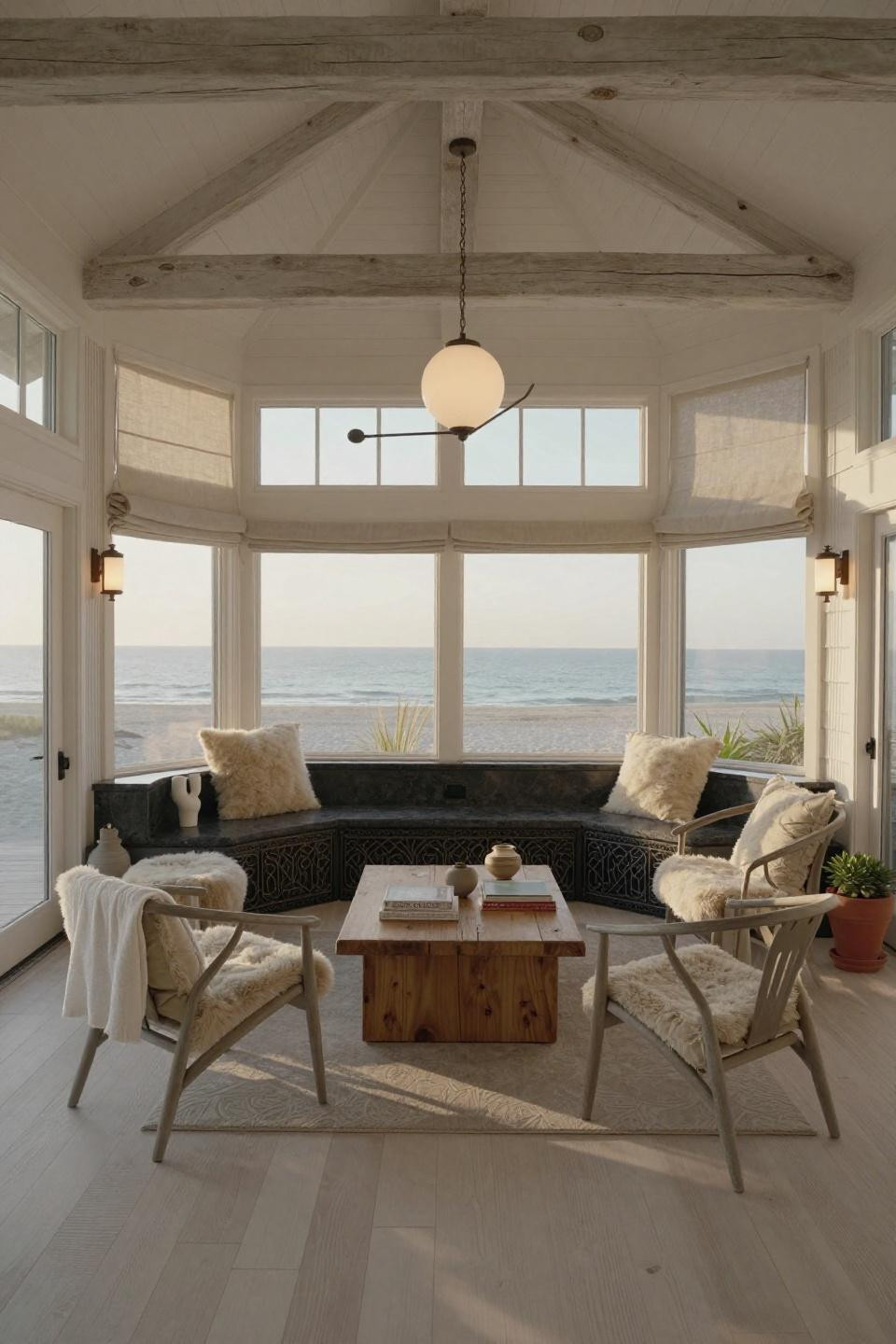 Outdoor sunroom ideas with automated climate control and blackened iron window frames