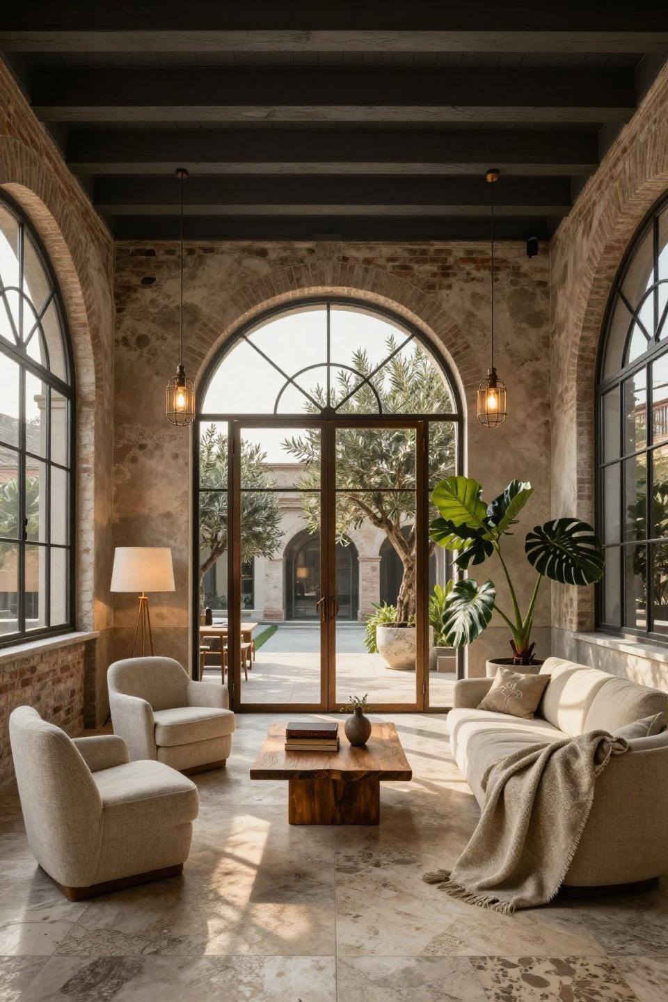 Enclosed sunroom ideas featuring custom bronze-framed glass connecting to private courtyard