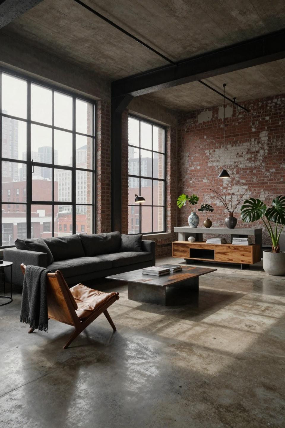 New York style apartment featuring B&B Italia Charles sofa and Japanese ceramics