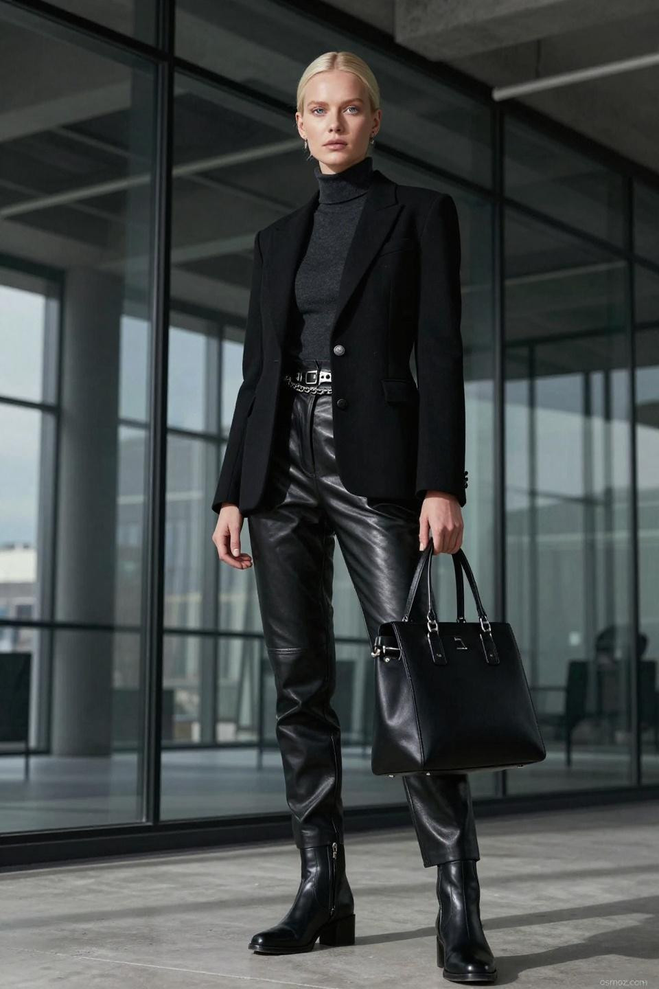 Edgy Office Outfit - industrial zipper trousers
