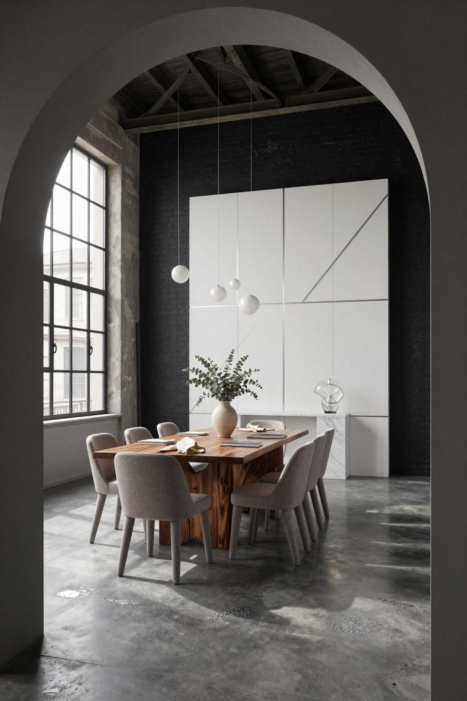 Wainscoting styles breaking traditional rules with asymmetric platinum inlay