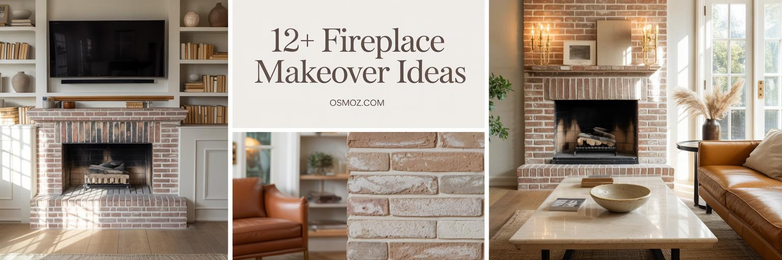 12+ Brick Fireplace Makeover Ideas with Limewash and Leather Warmth

