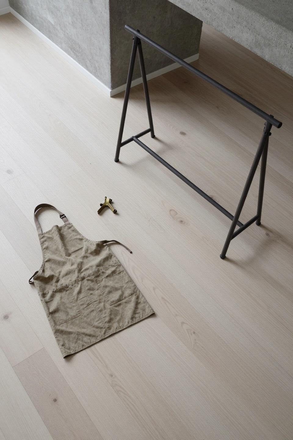 Blonde wood floors in contemporary loft with random-width white oak planks