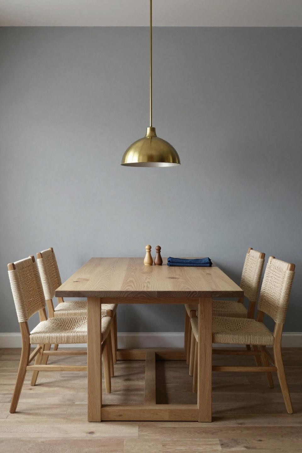 Dining table ideas with light oak and grey walls