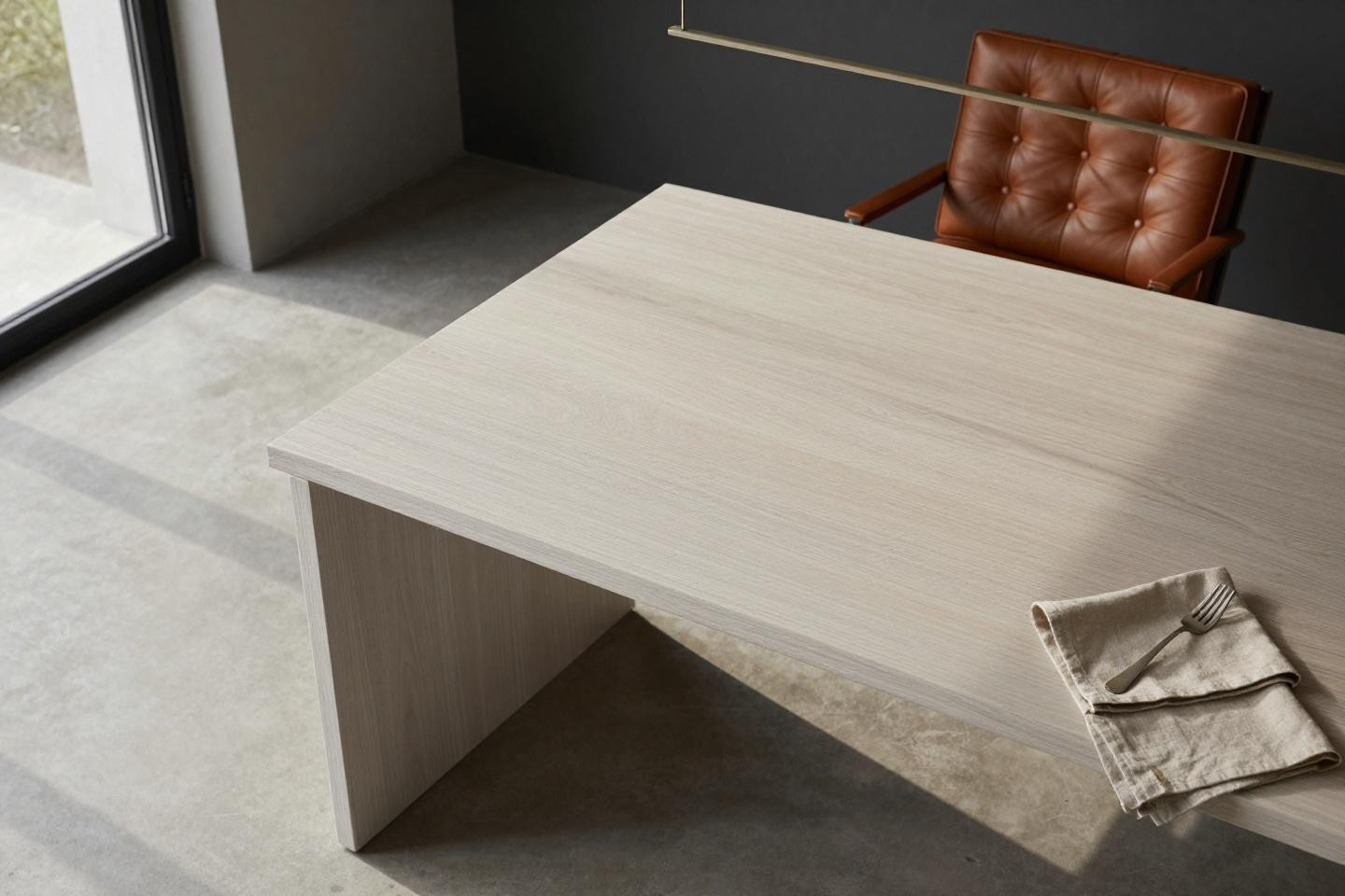 Wood dining table design with waterfall edge grain
