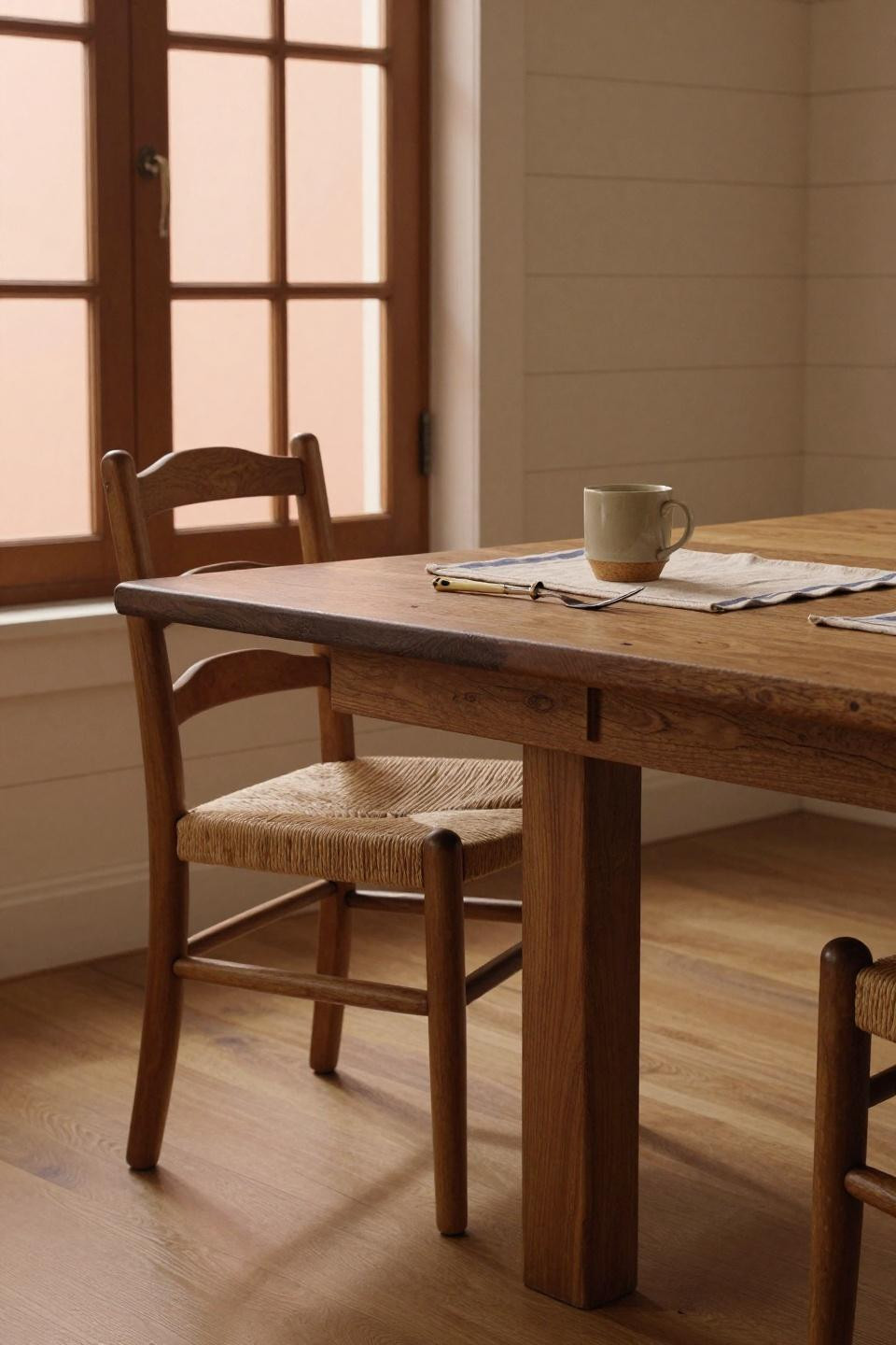 Dining table inspiration with medium oak grain patterns