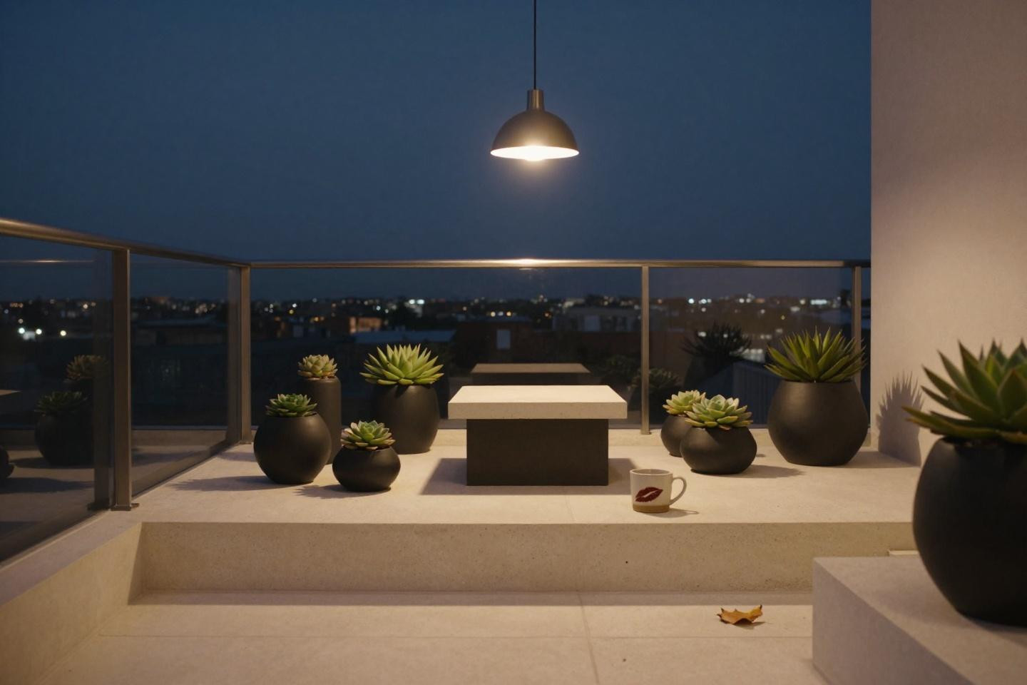 Backyard inspiration with blonde-stained concrete platform and glass wind barrier