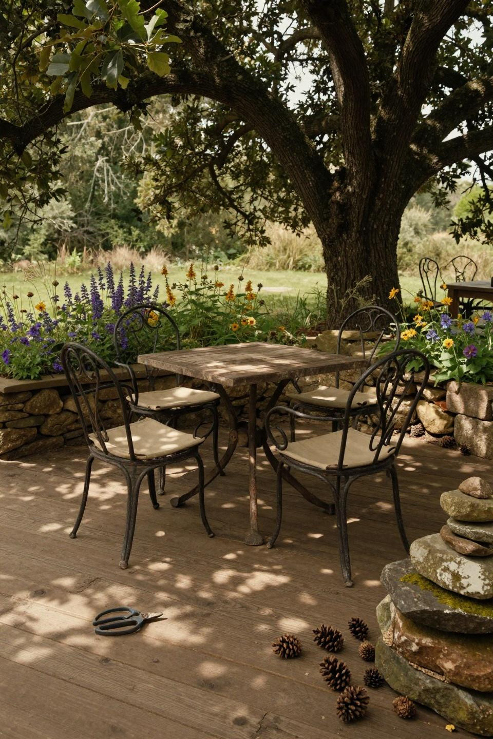 Backyard inspiration featuring hand-planed reclaimed timber and wildflowers