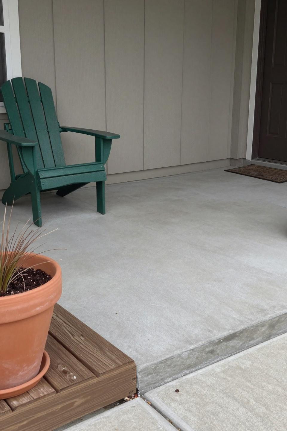 Paved patio ideas on budget using simple broom-finish concrete