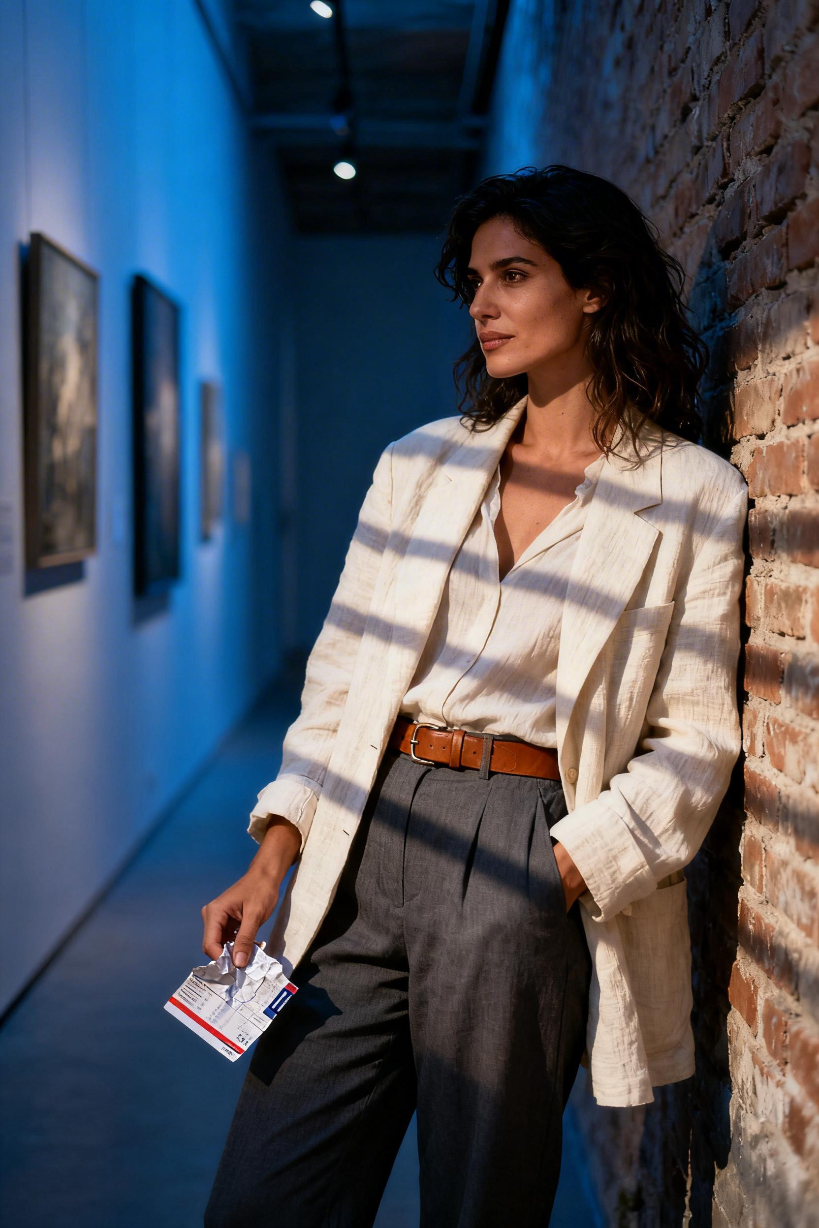 Easy Work Outfits - cream blazer cognac belt