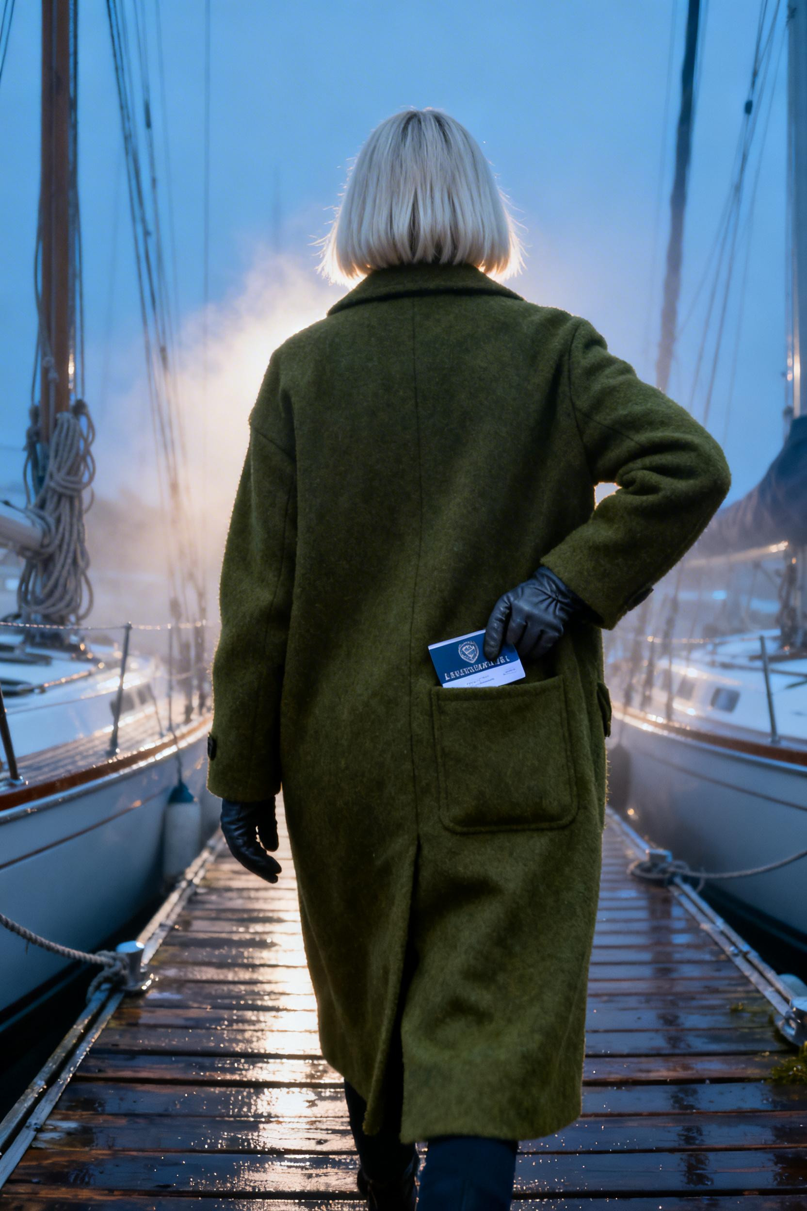 Corporate Capsule Wardrobe - moss green coat leather gloves