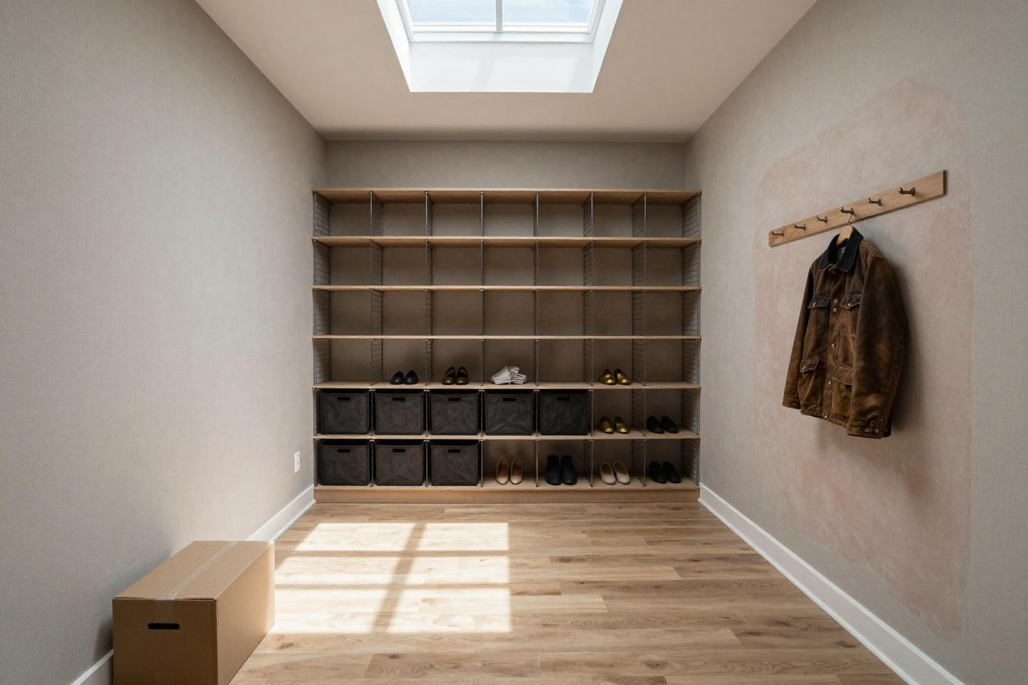 Entryway ideas with shoe storage featuring floor-to-ceiling cubby system