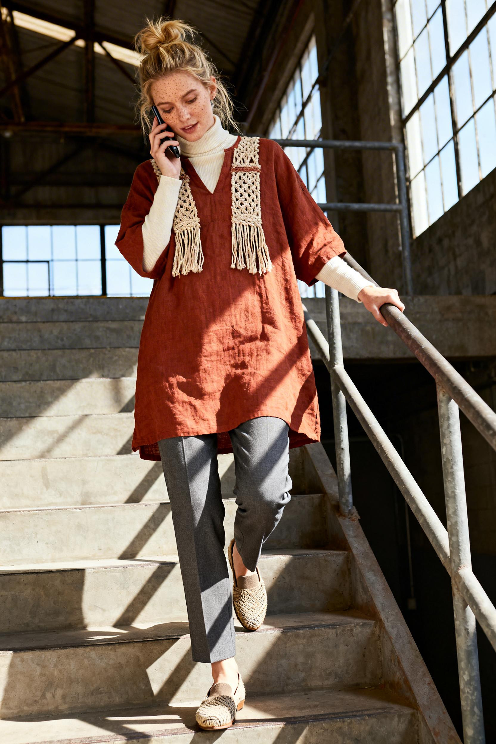 Classy Boho Fashion - burnt terracotta tunic