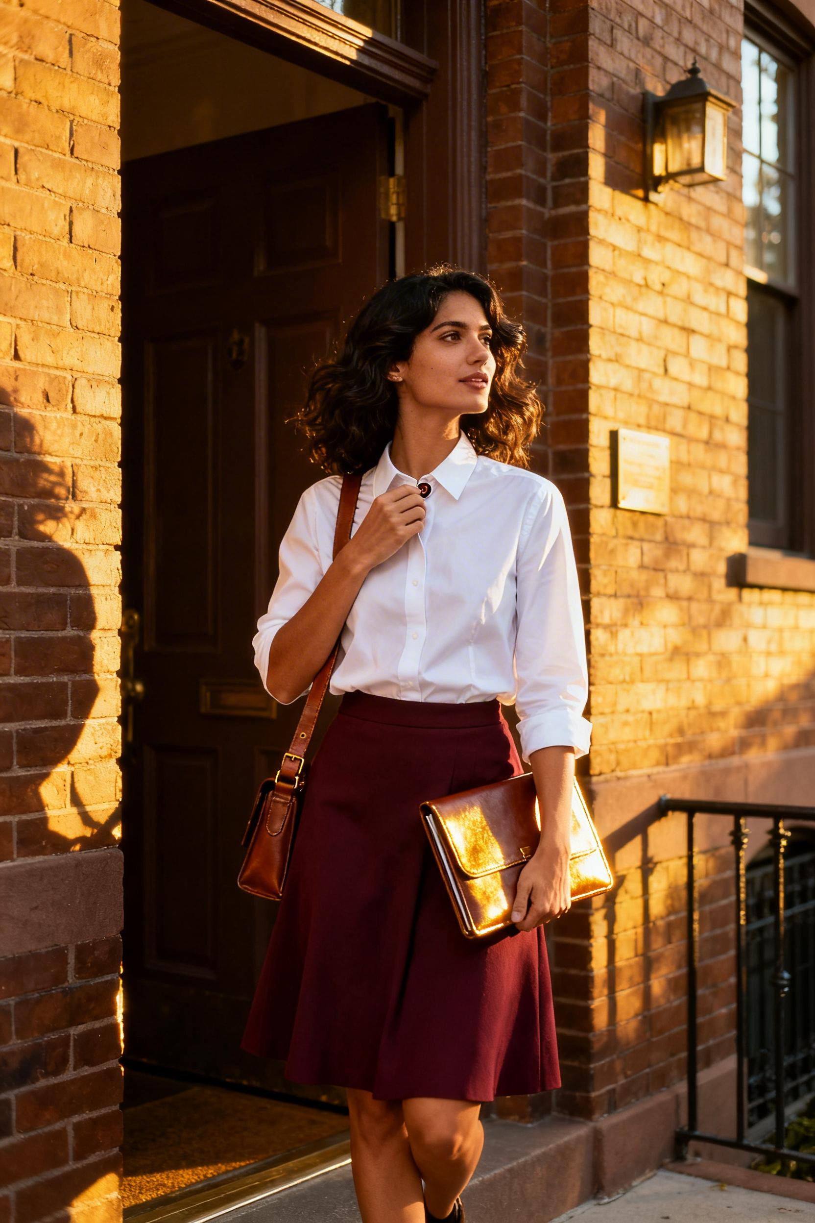 Office Wear Skirt - burgundy A-line outfit