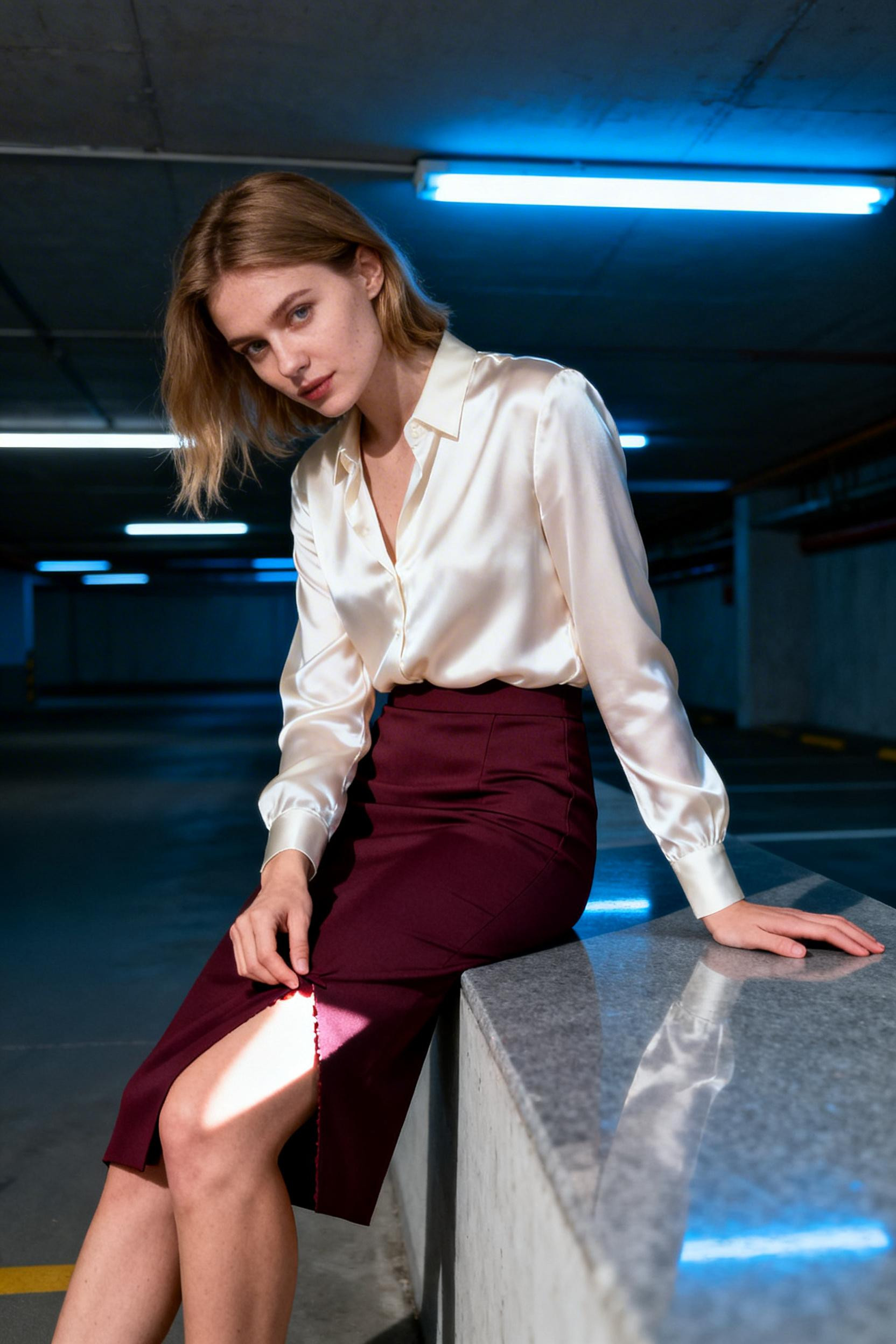 Church Outfit - burgundy pencil skirt