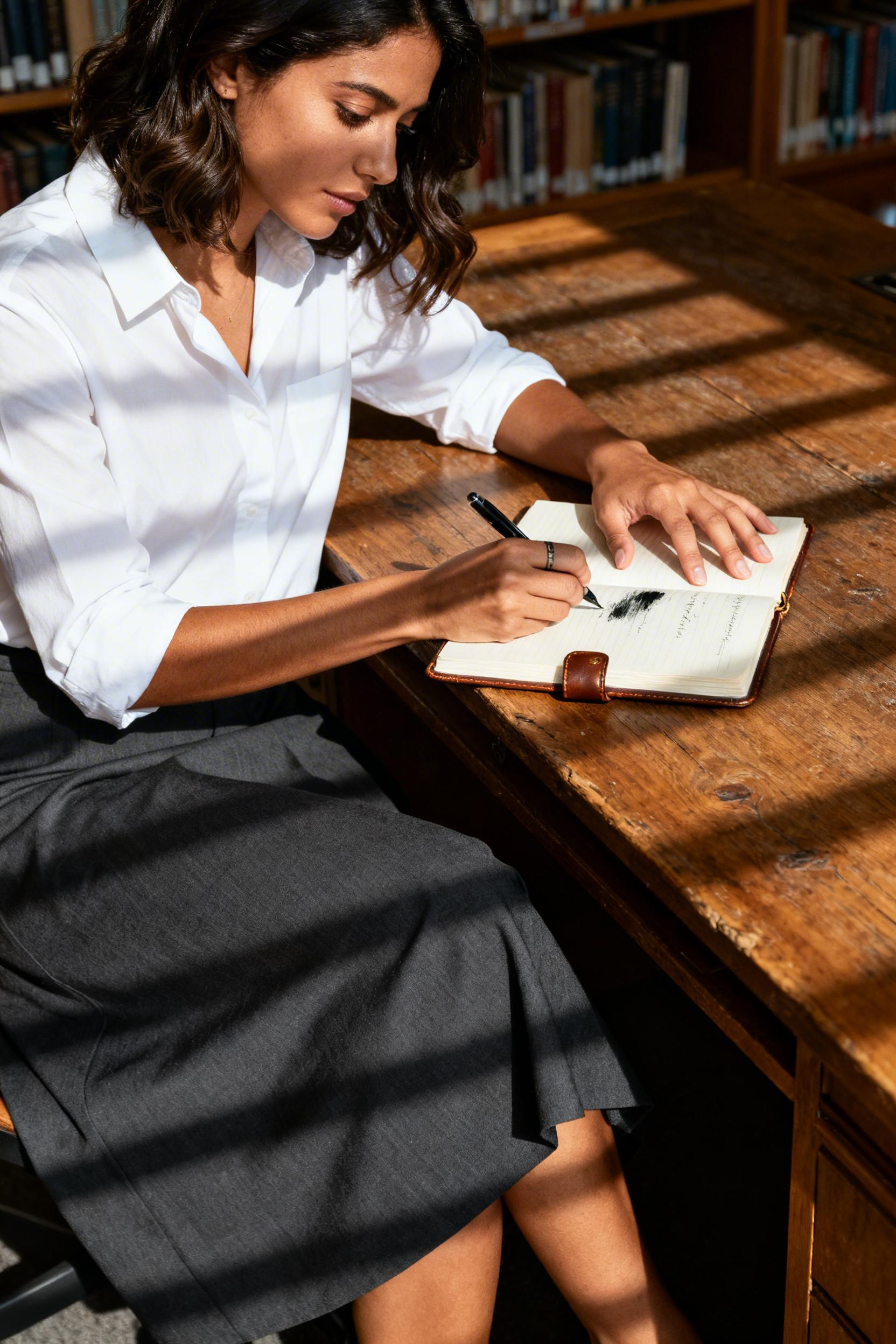 Work Outfits Women Skirt - A-line midi with white shirt