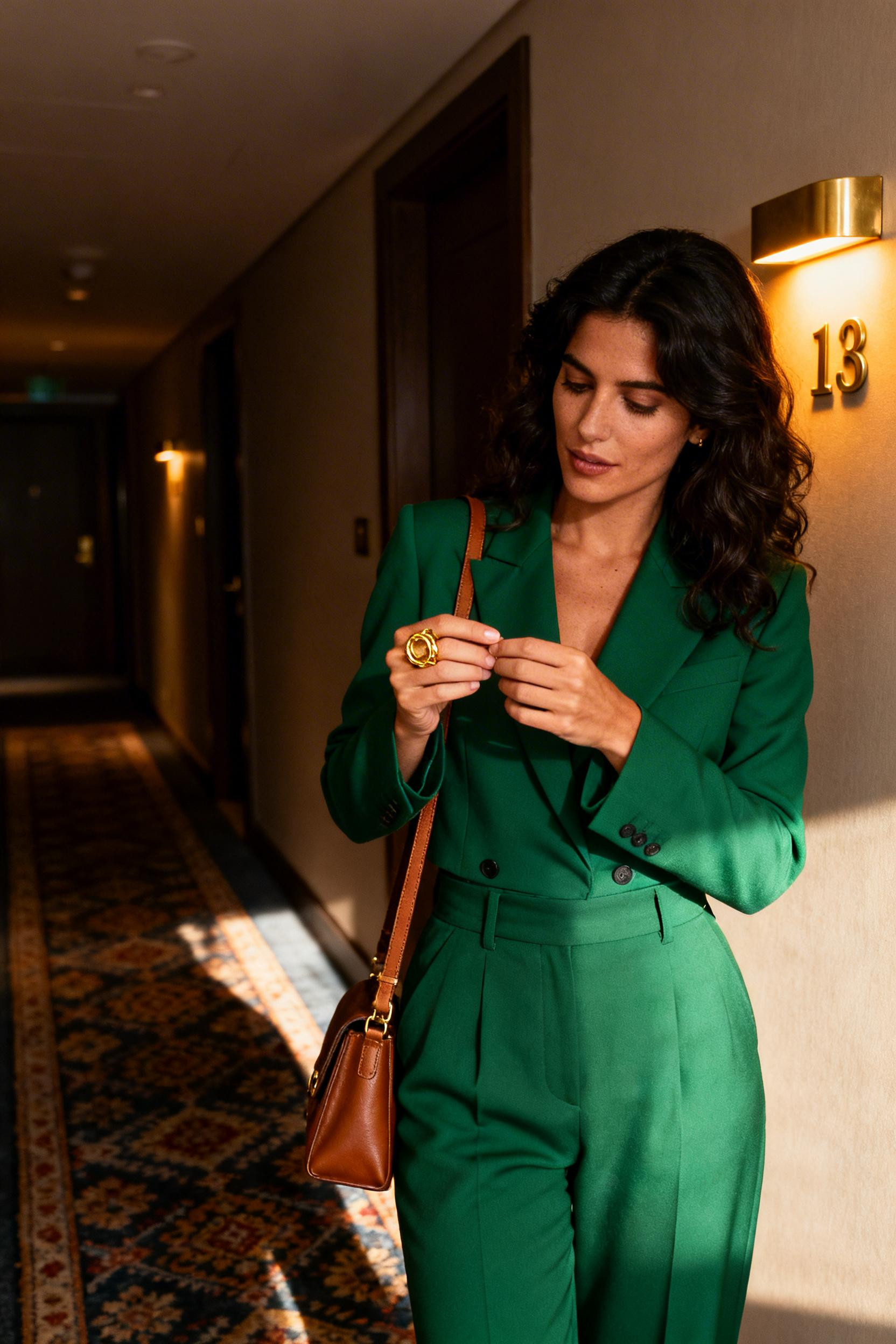Professional Dinner Outfit - emerald blazer