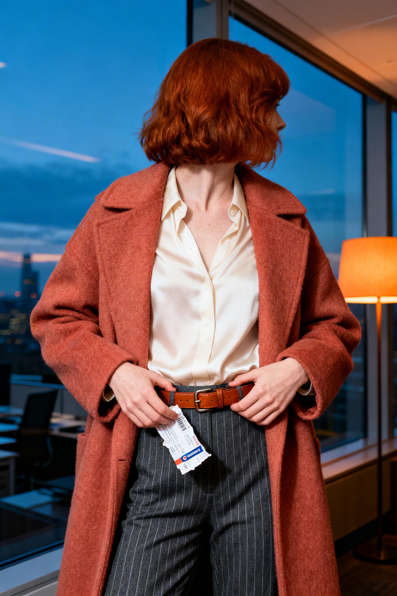 Autumn Corporate Outfits - terracotta coat pinstripes