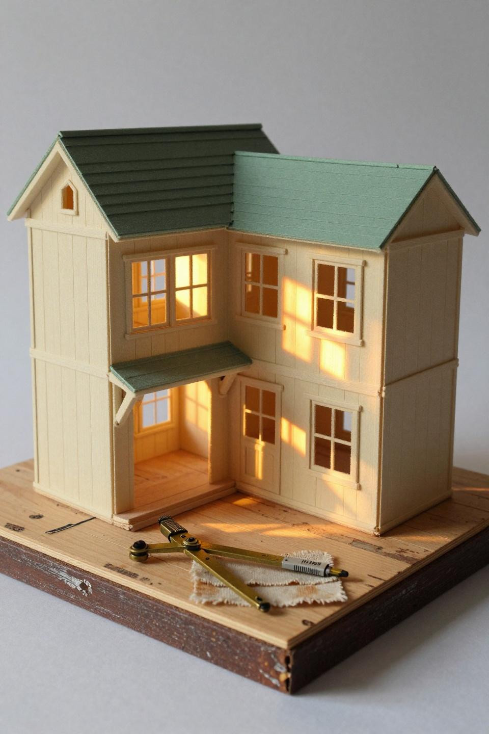 Blocksburg house layout featuring split-level cottage-core farmstead with cream timber frame