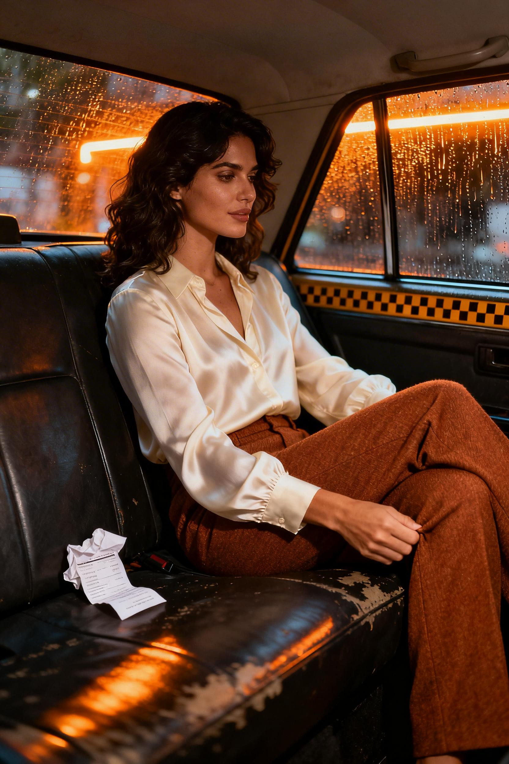 Business Class Outfit - cognac trousers cream blouse