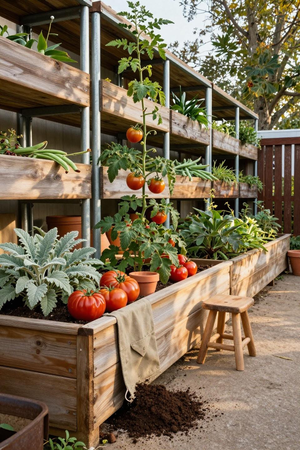 Grow a garden Roblox ideas with raised cedar beds and galvanized trellis system
