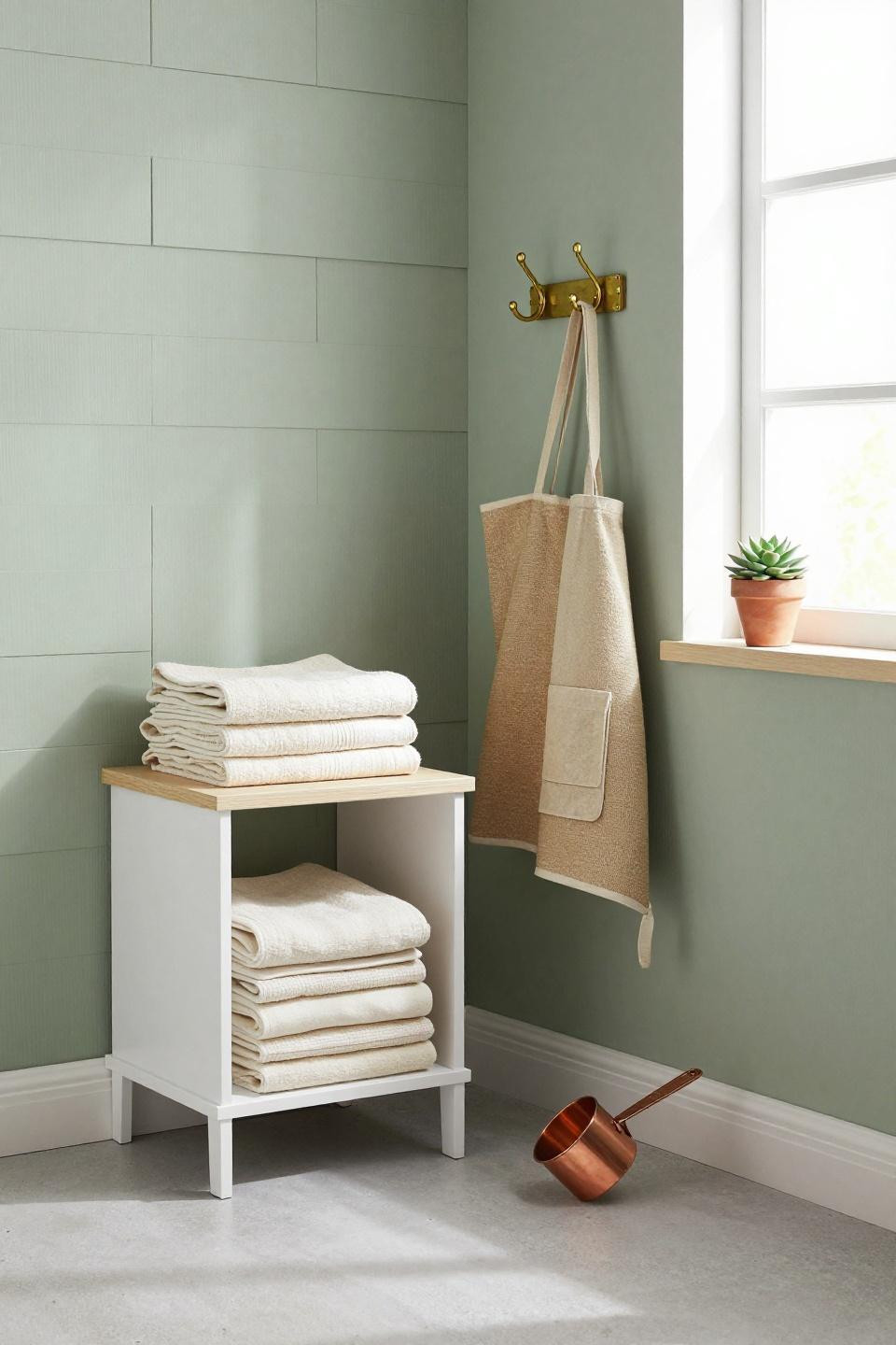 Grow a garden Roblox ideas featuring sage green shiplap laundry corner