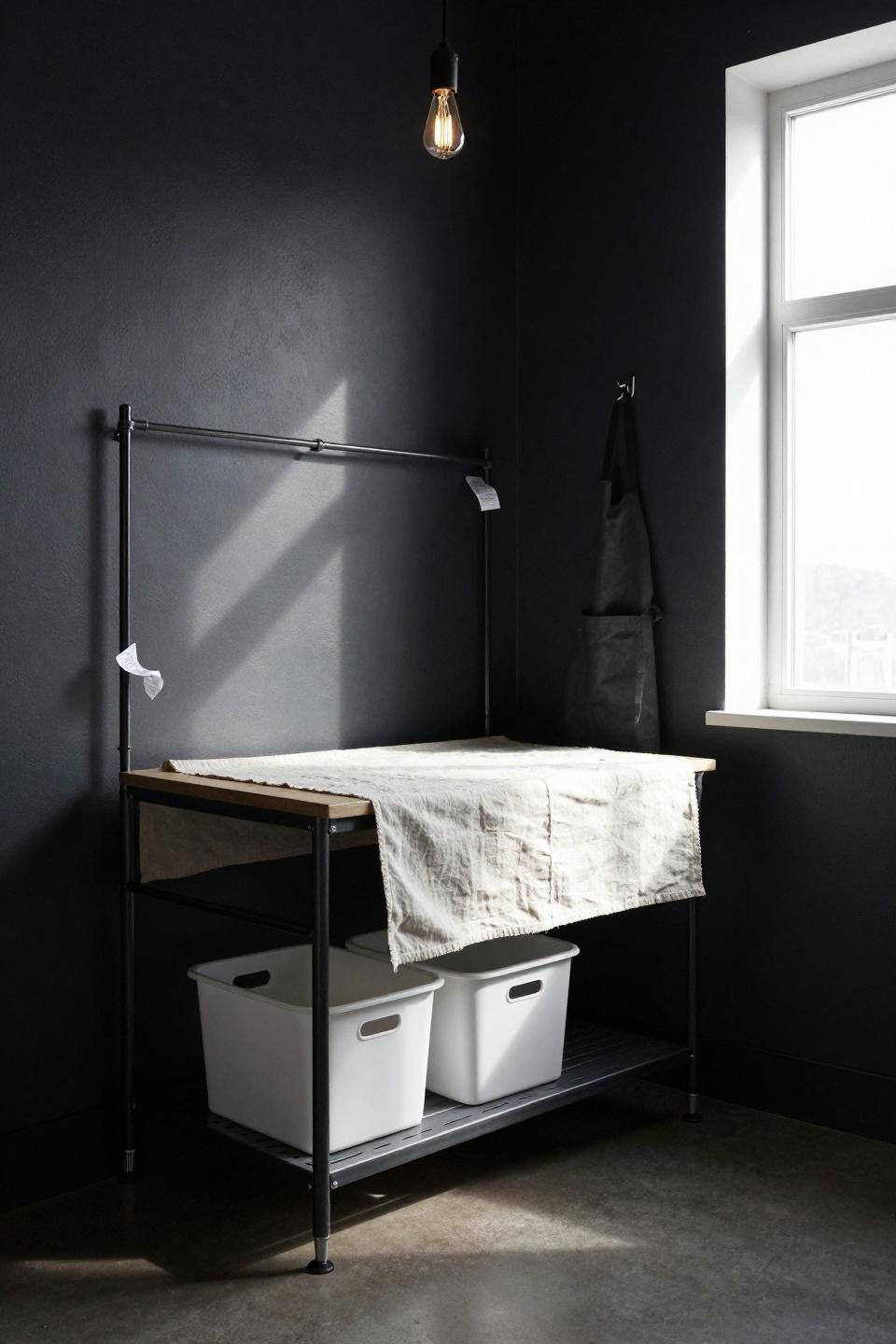 Bloxburg layout ideas featuring industrial blackened steel laundry room