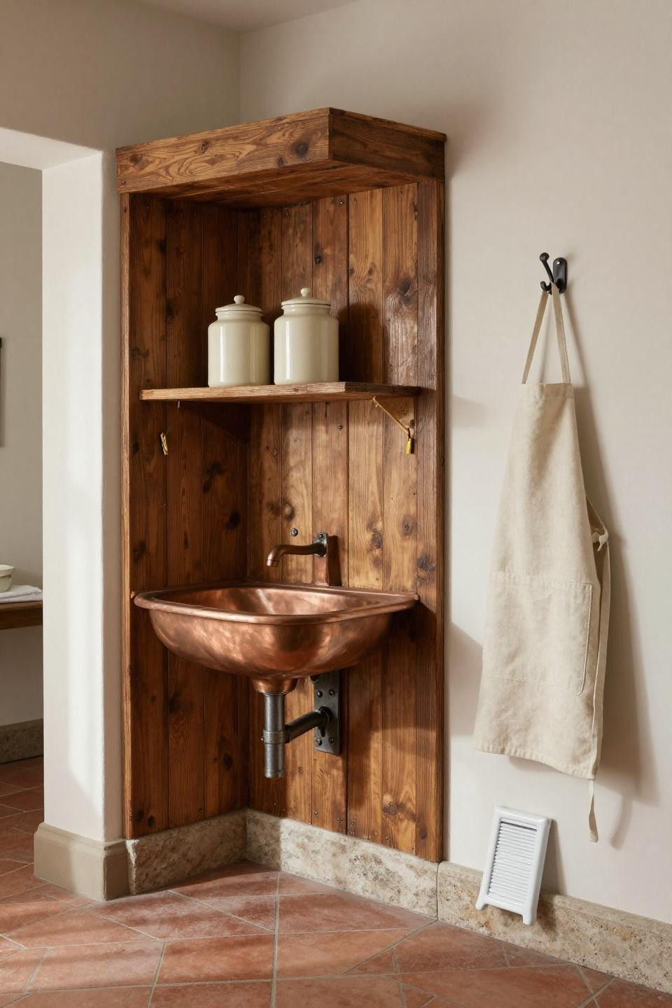 Bloxburg outdoor kitchen style rustic laundry room with copper sink