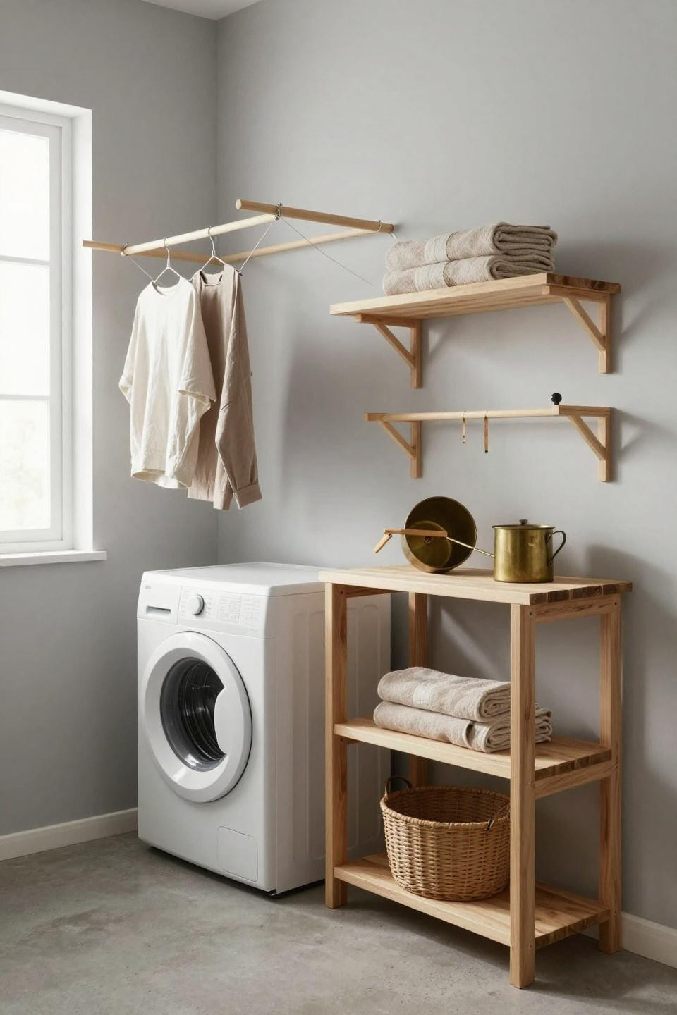 House inspo Bloxburg featuring minimalist Japandi laundry nook
