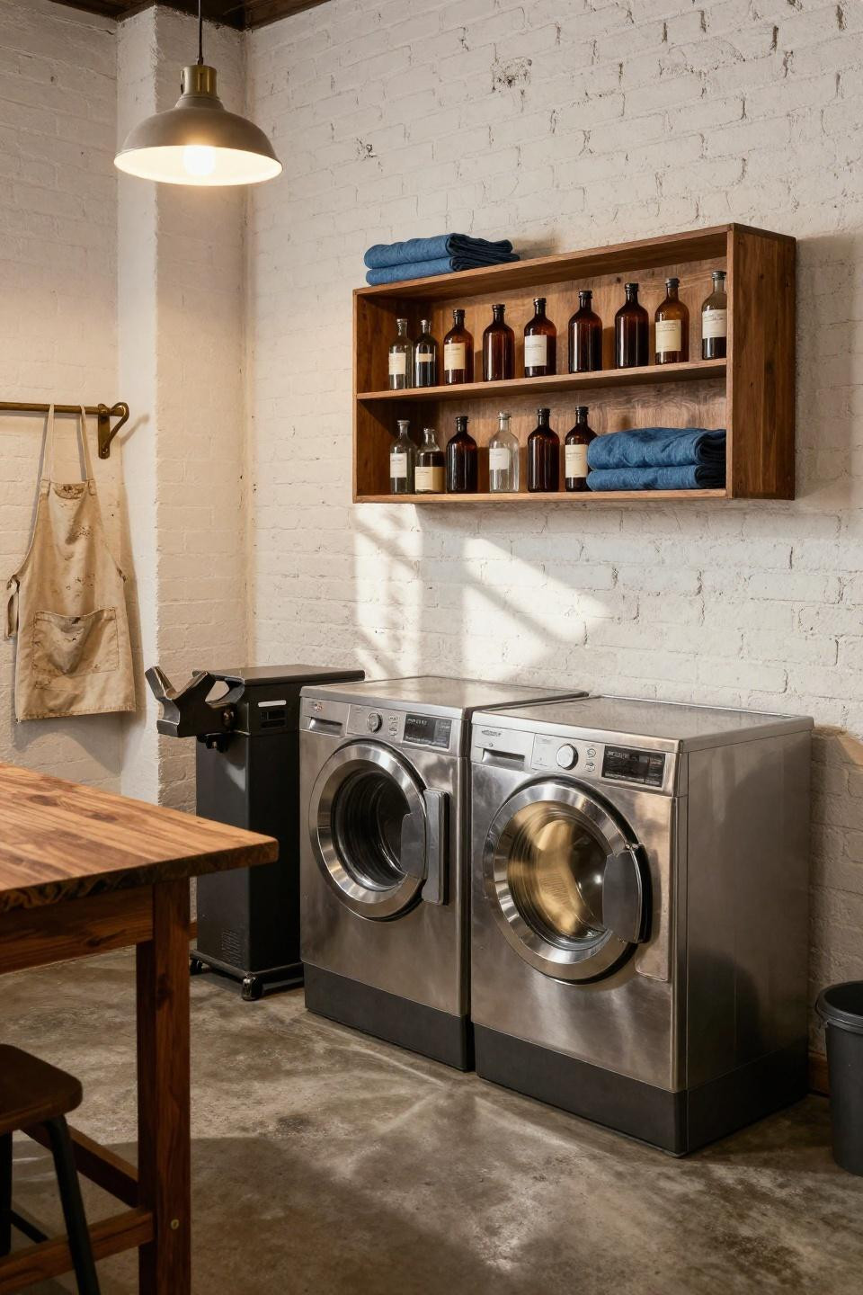 Outdoor kitchen Bloxburg inspired industrial laundry room with exposed brick