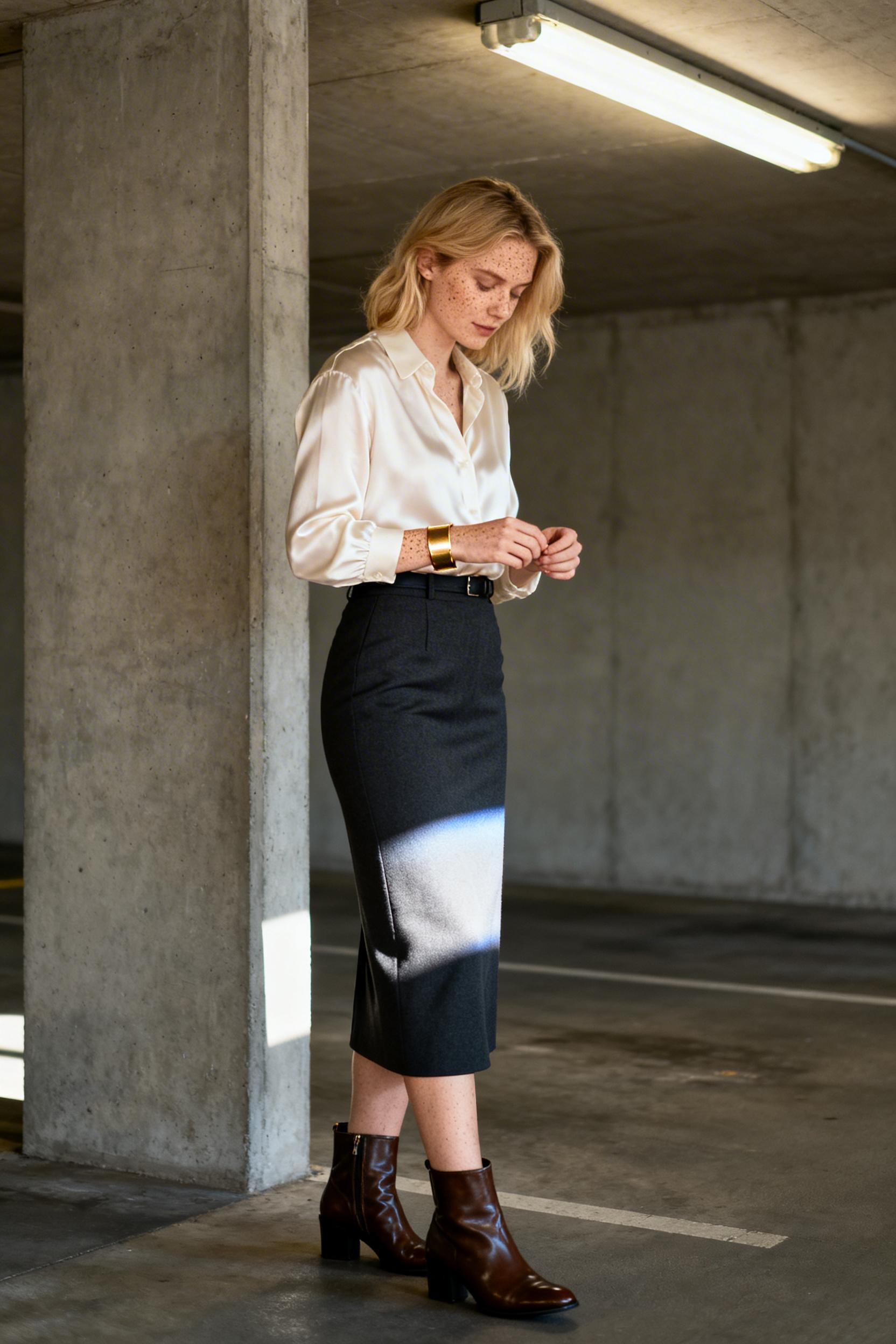 Long Skirt Business Casual - charcoal pencil midi