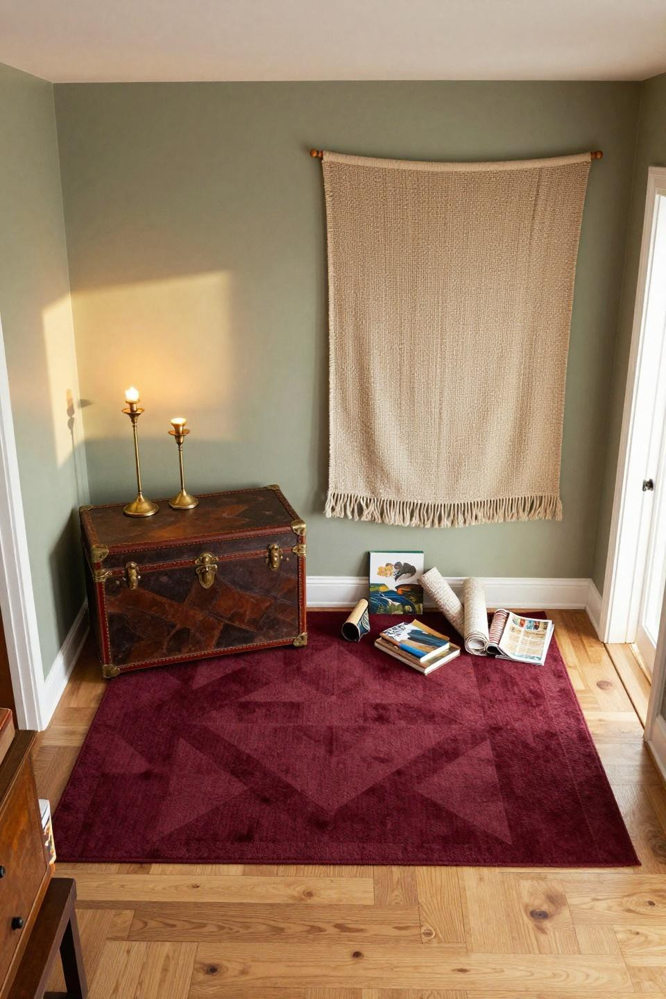 Bloxburg front door ideas with layered geometric rug