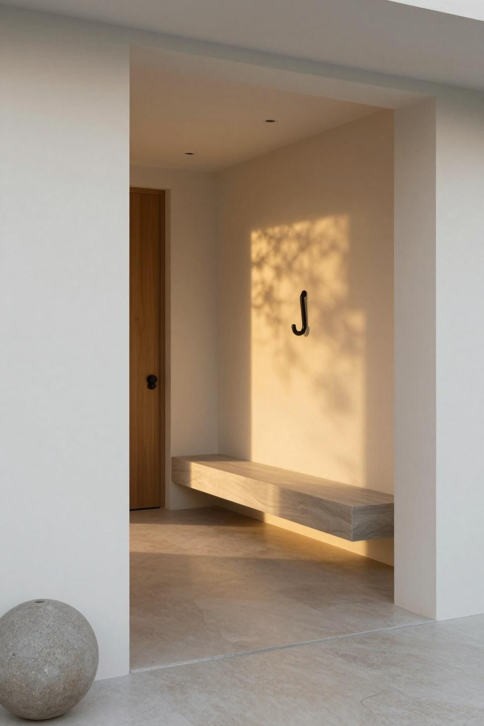 Bloxburg entryway ideas with floating ash wood bench