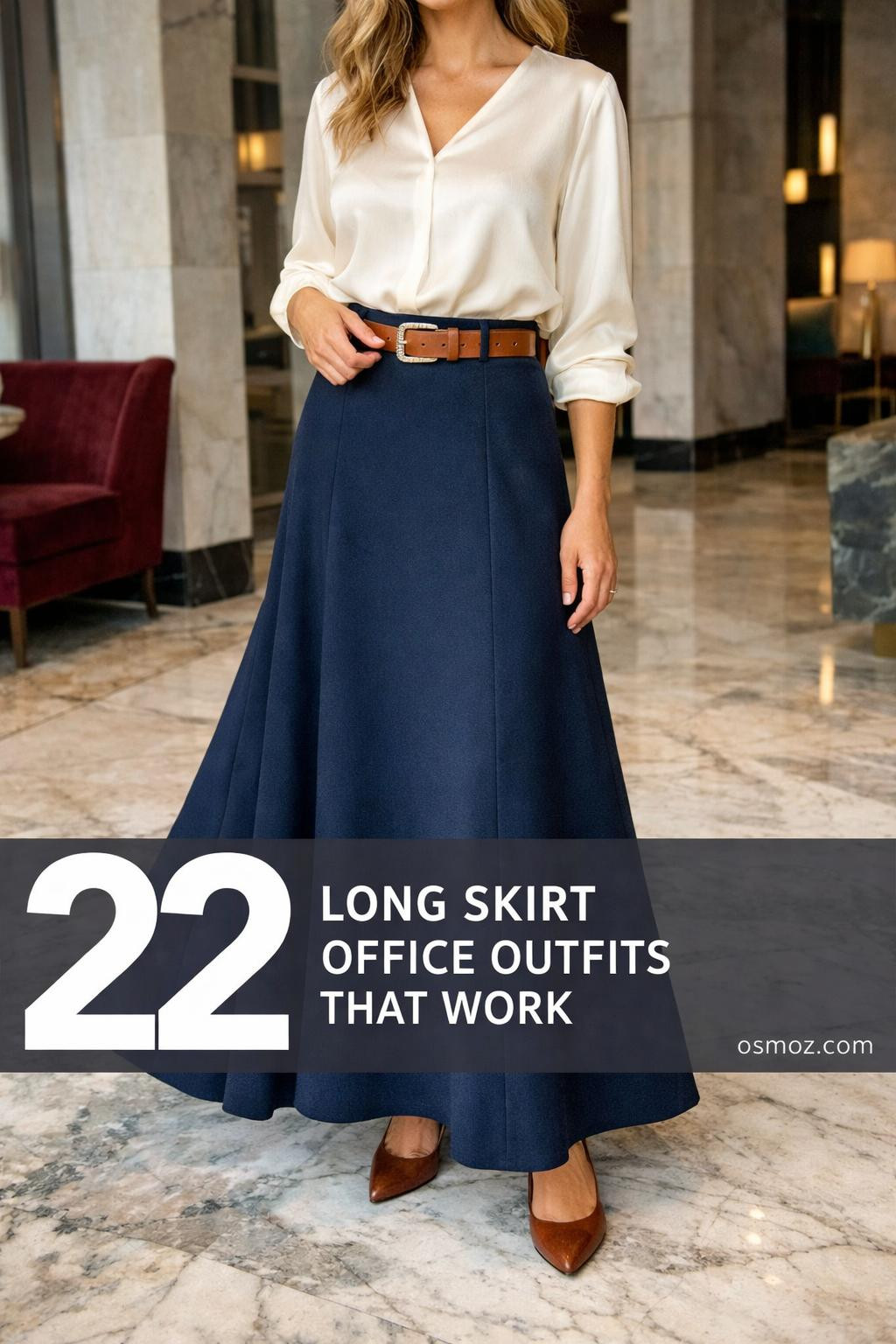 22+ Long Skirt Office Outfits That Work Right Now
