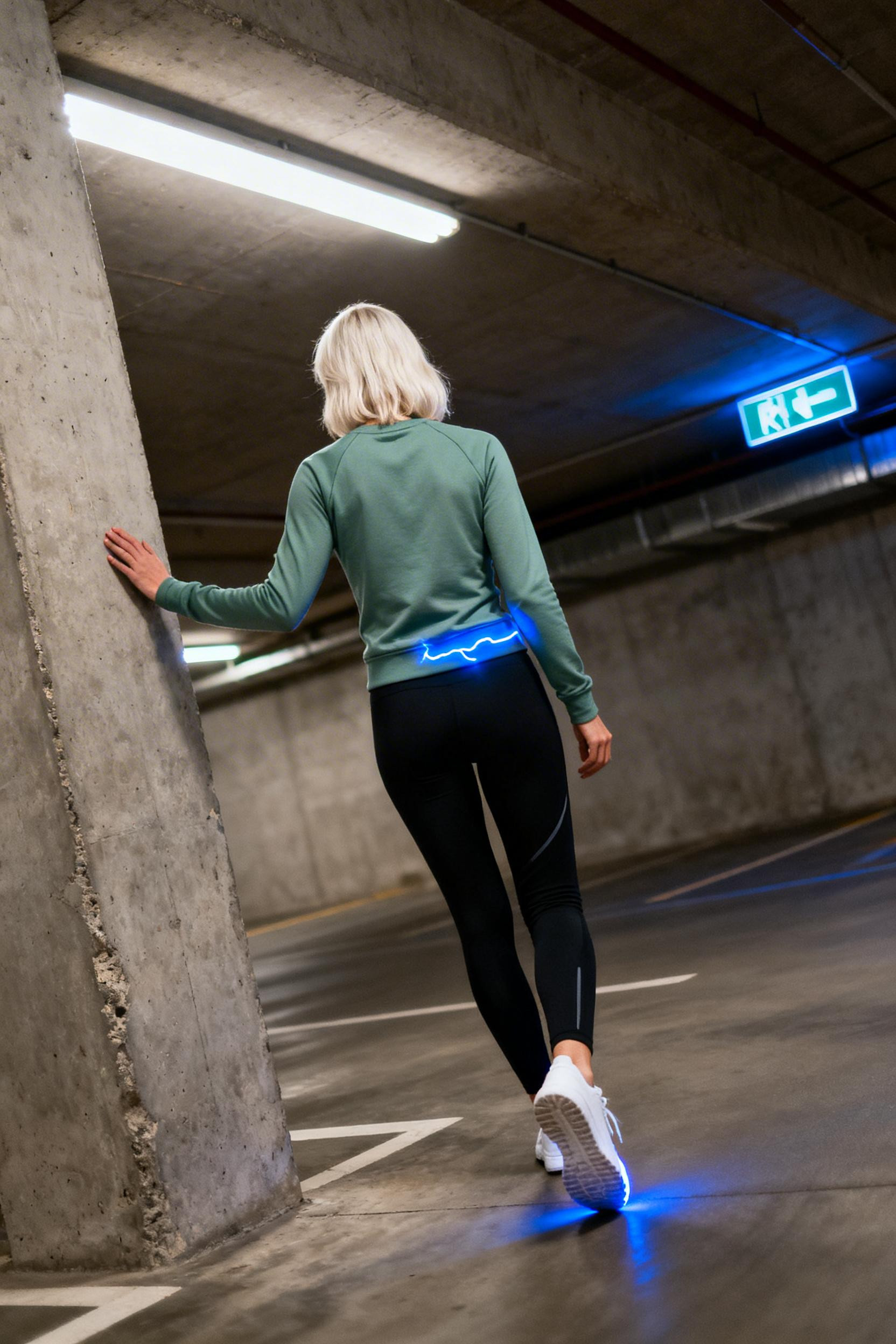 Professional Athleisure Outfits - sage pullover black leggings
