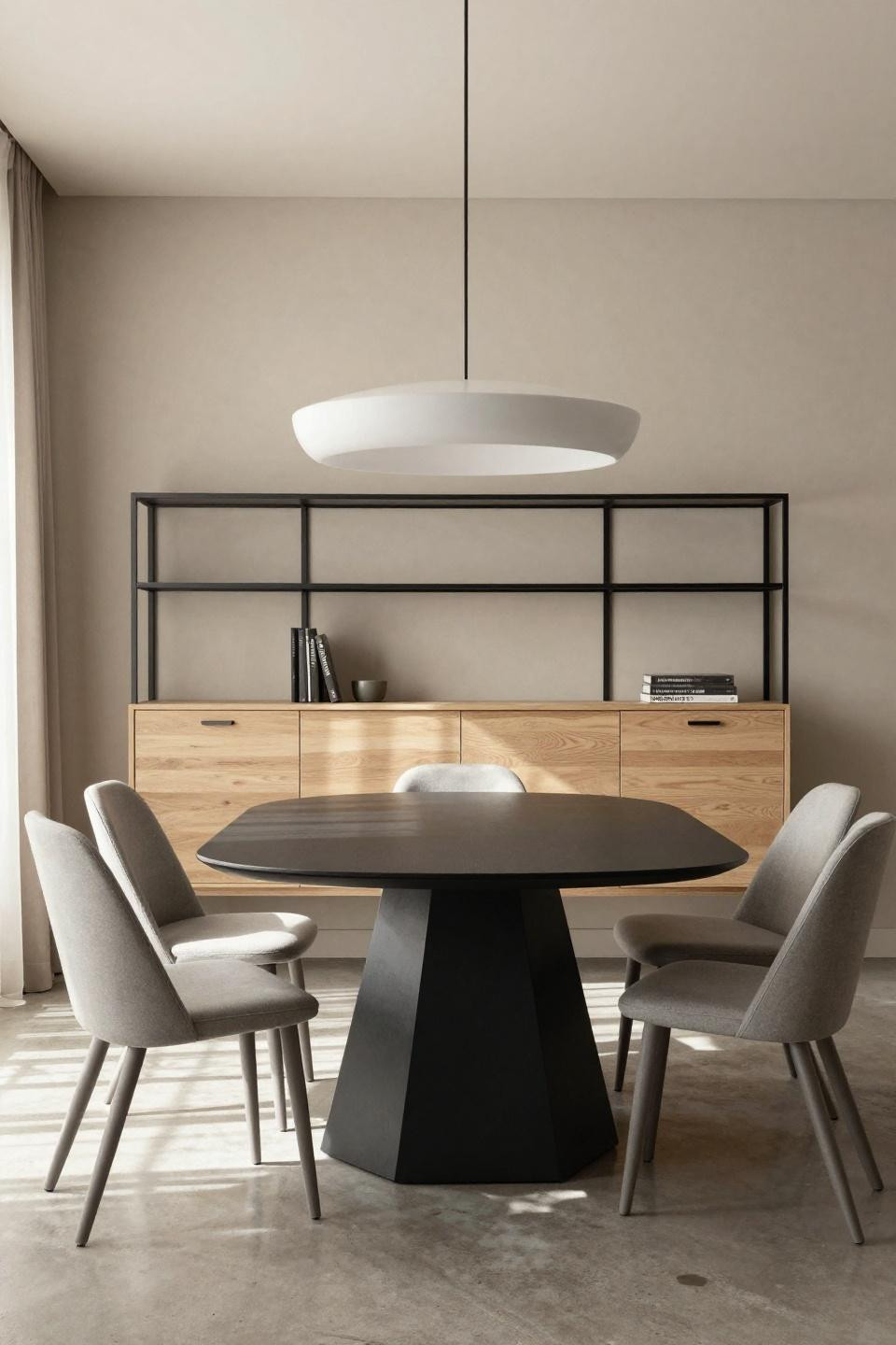 Bloxburg house living room modern dining with geometric black table