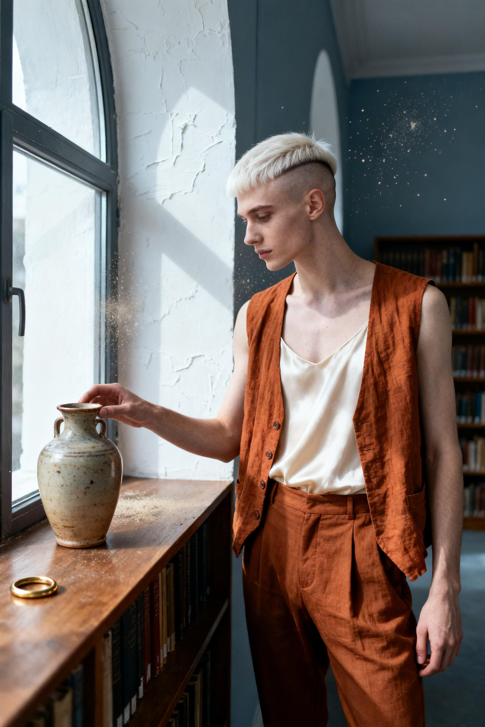Bohemian Work Outfit - burnt ochre waistcoat