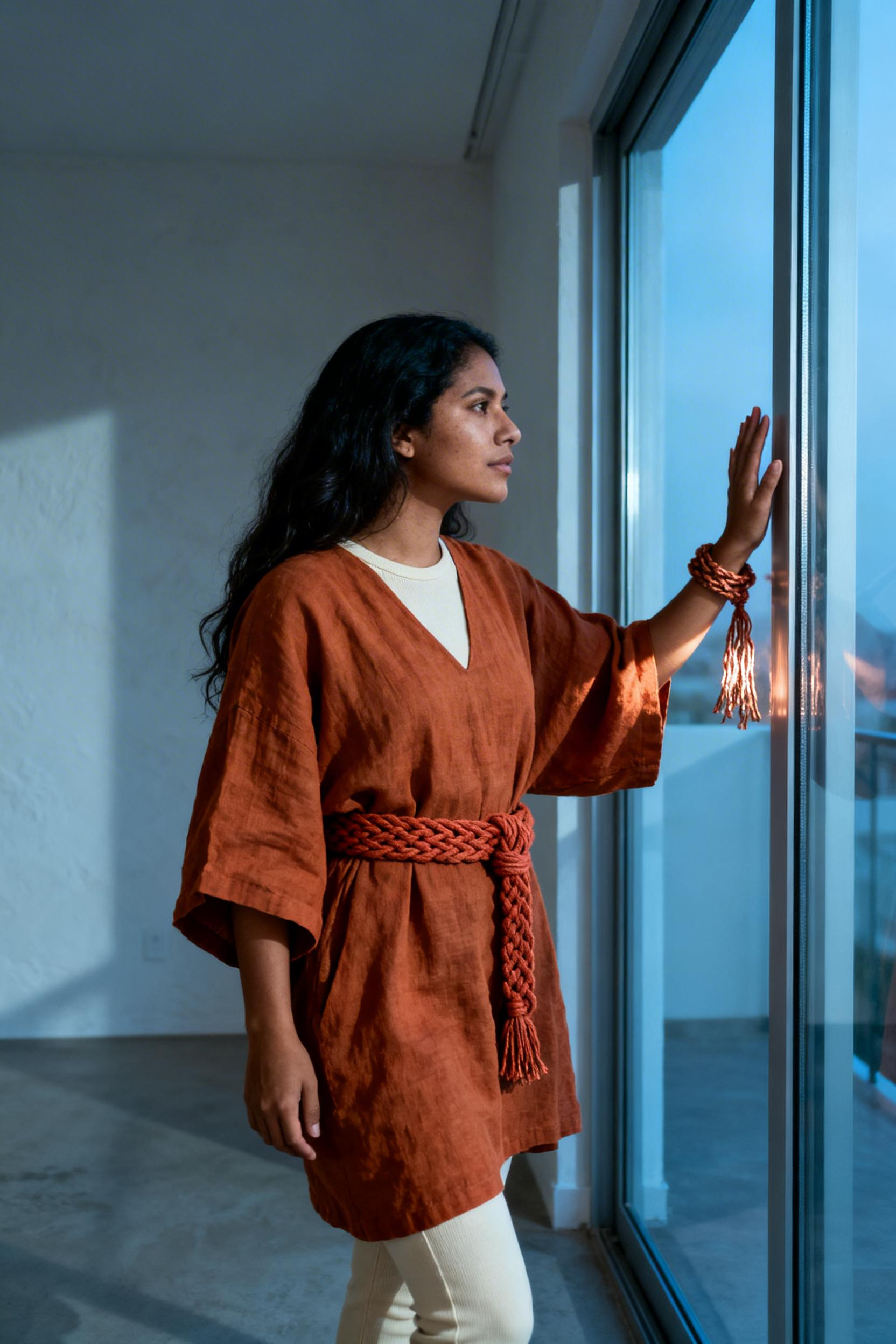 Hippie Business Casual - burnt ochre smock dress