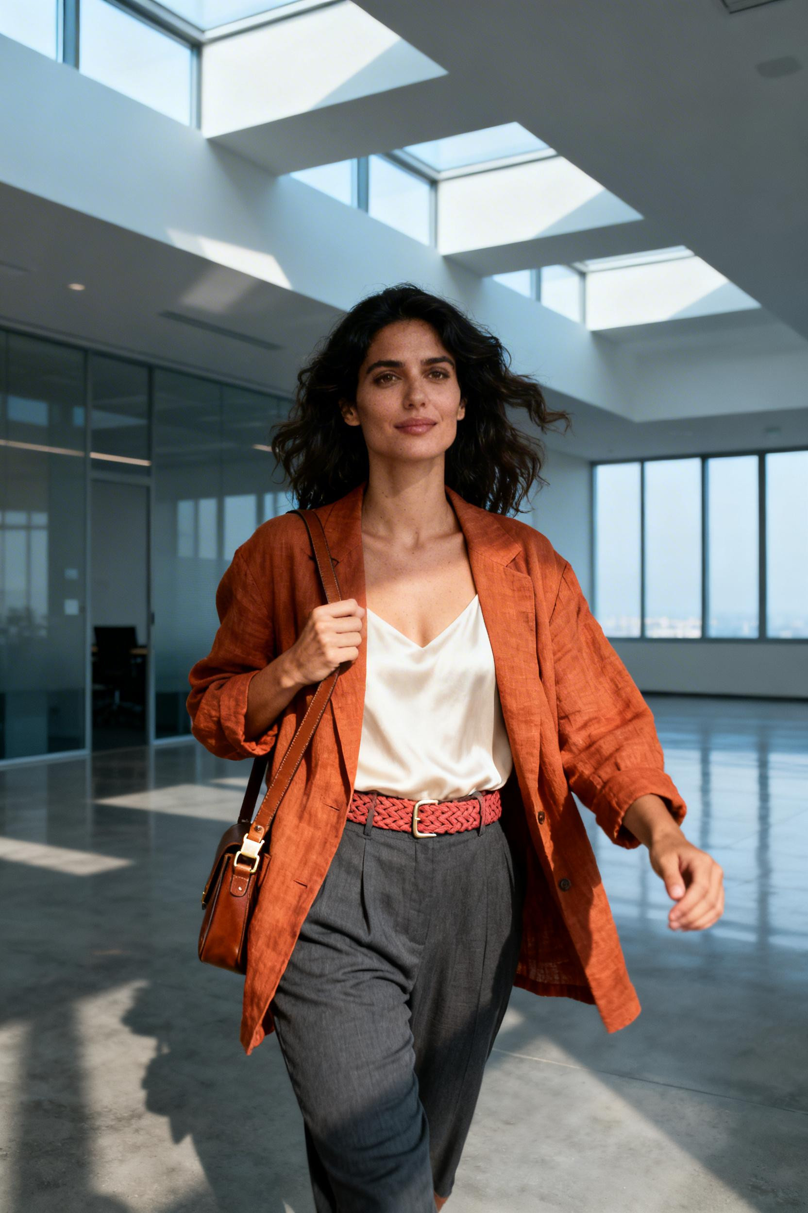 Boho Corporate Outfit - burnt orange blazer