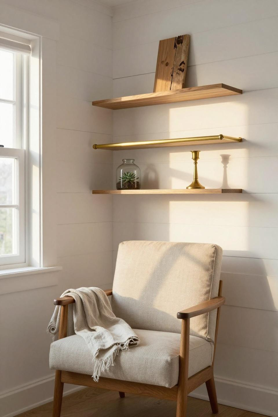 Bloxburg modern farmhouse sunroom with whitewashed shiplap wall