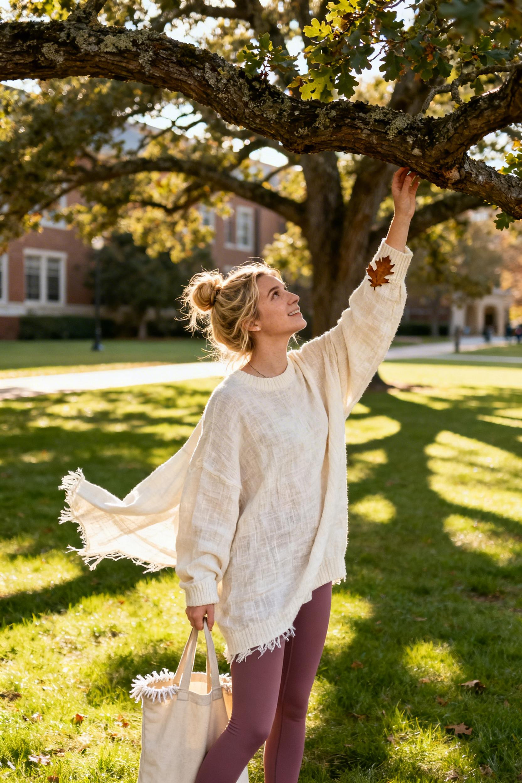 Chill Outfits - dusty mauve leggings with cream linen