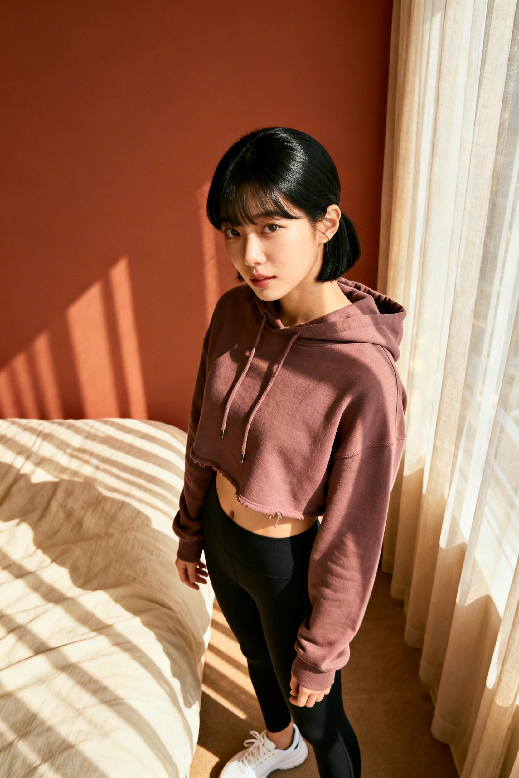 Outfits Ideas With Leggings - dusty mauve cropped hoodie black leggings