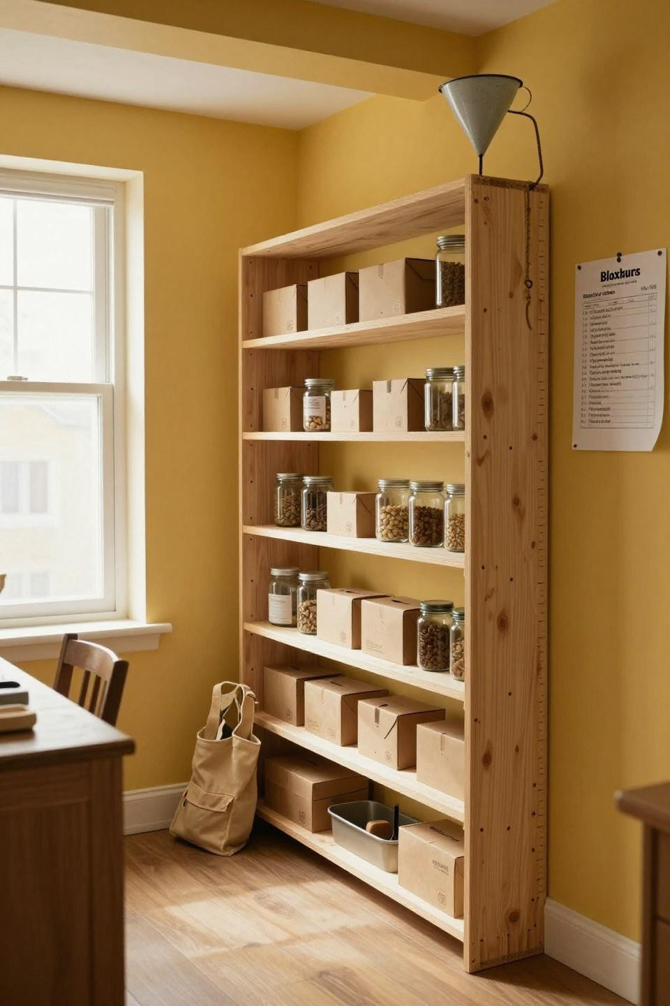Blox Burg kitchen with DIY plywood pantry shelving